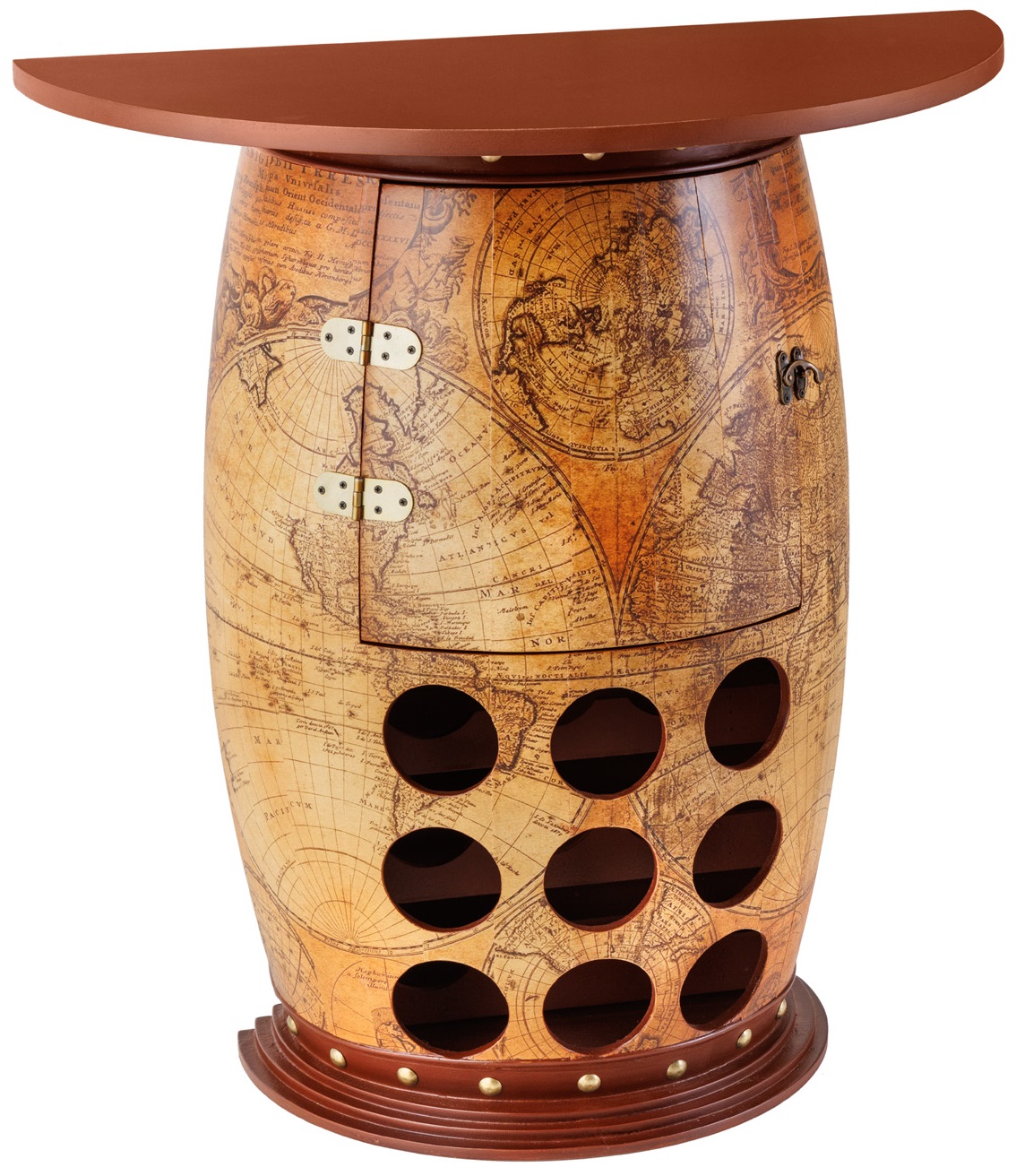 Naturalno-brązowy stojak na wino z drewna sosnowego do salonu – grafika-1.