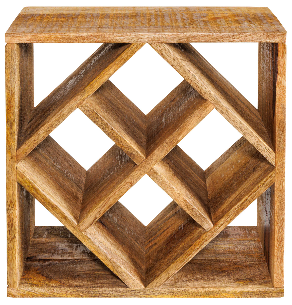 Stojak na wino z drewna mango w kolorze brązowym z unikalnym stylem – grafika-1.