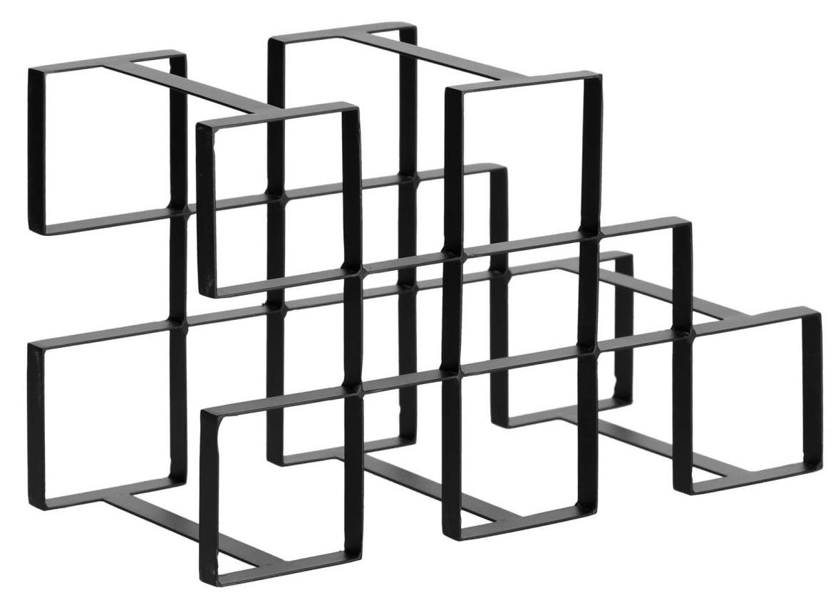 Stojak na butelki metalowy czarny 37x18 cm – obraz-1