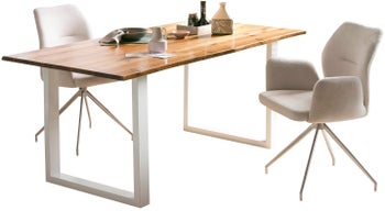 Stół naturalny z białymi nogami do nowoczesnych wnętrz – grafika-1.