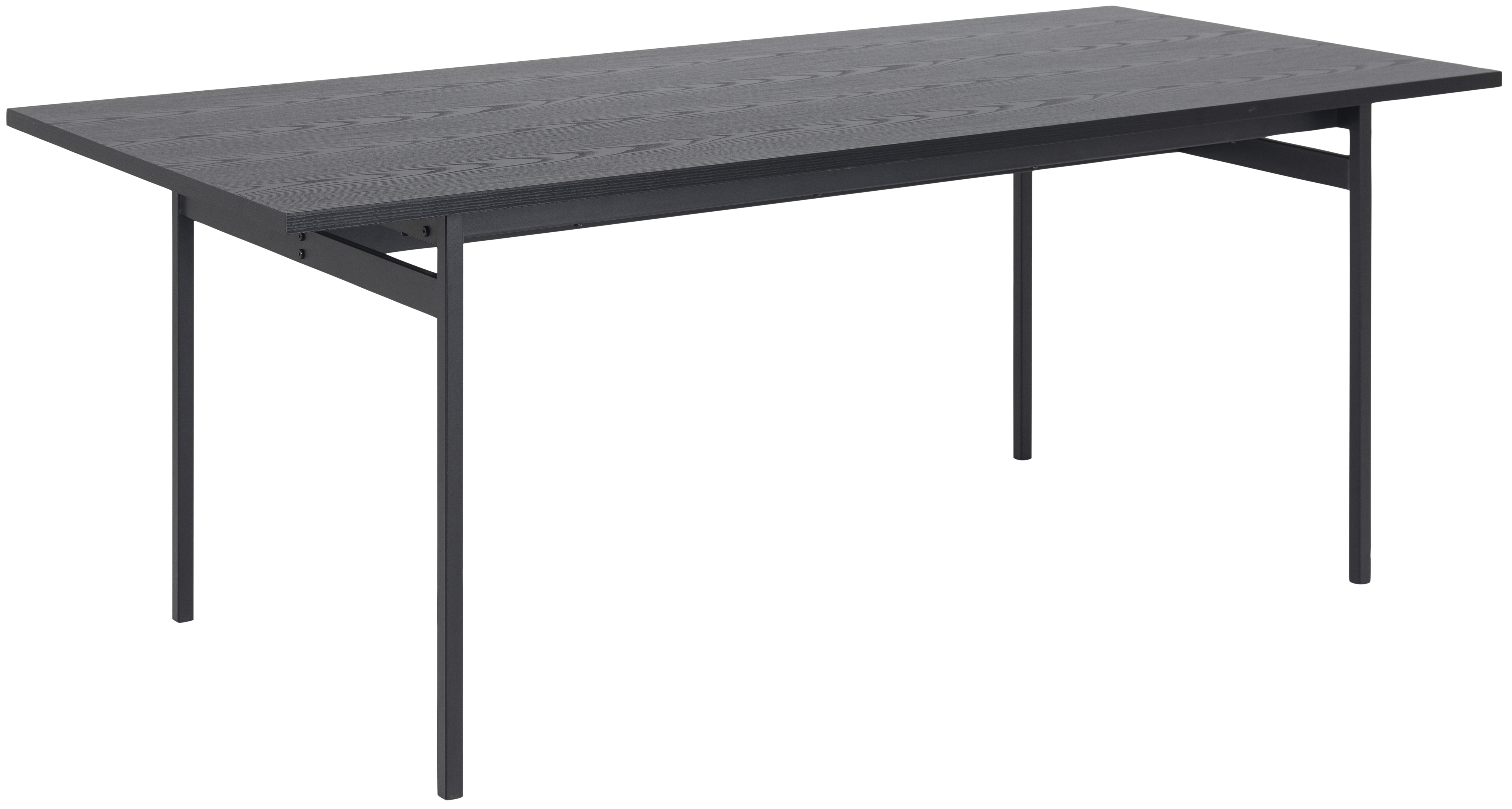 Stół czarny blat struktura drewna metalowe nogi 200x90 cm – obraz-1