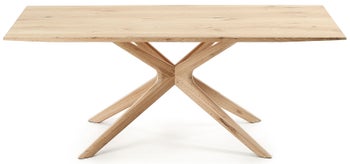 Stół bielony fornirowany dębowy blat drewniane nogi 200x100 cm  – obraz-1