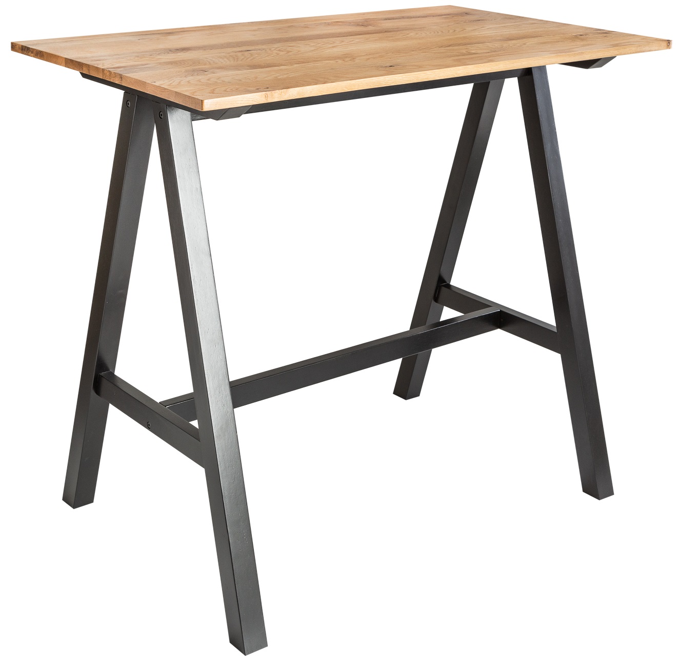 Stół barowy drewniany z metalową podstawą czarną nowoczesny styl – grafika-1.