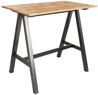 Stół barowy drewniany z metalową podstawą czarną nowoczesny styl – grafika-1.