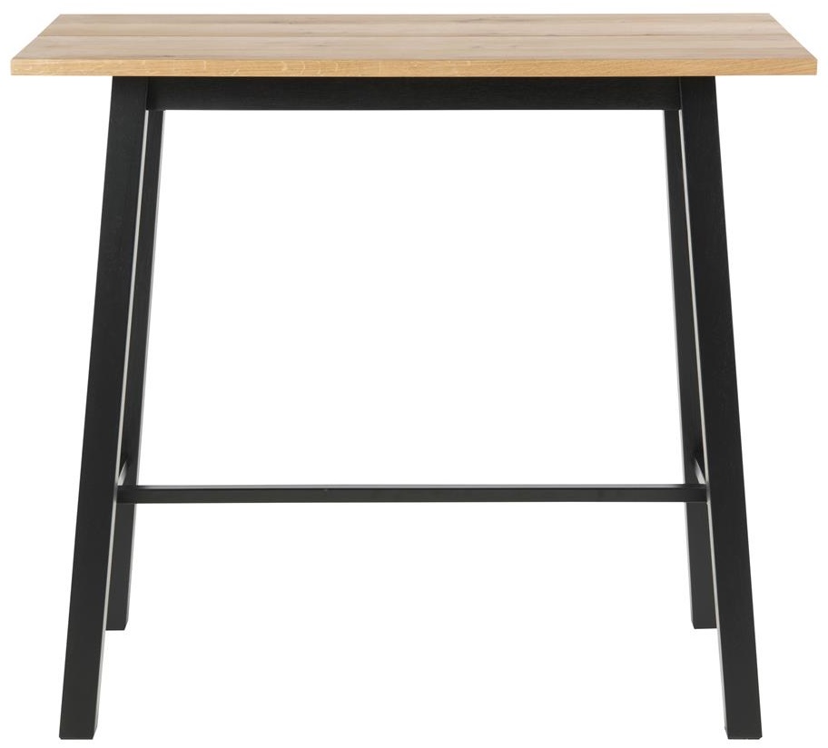 Stół barowy naturalny fornirowany blat dąb czarne metalowe nogi 117x58 cm – obraz-1