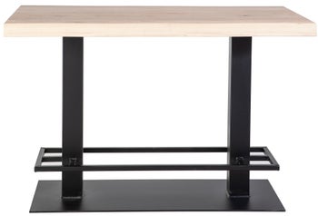 Stół barowy naturalny bielony drewniany blat dąb czarne metalowe nogi 140x80 cm – obraz-1