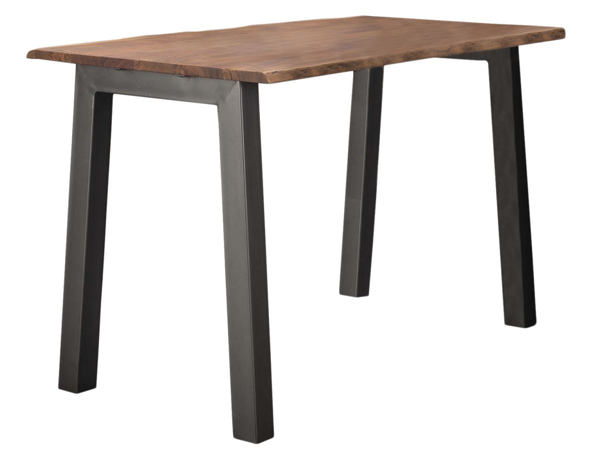 Stół barowy naturalny drewniany blat akacja grafitowe metalowe nogi 147x80 cm – grafika-1.