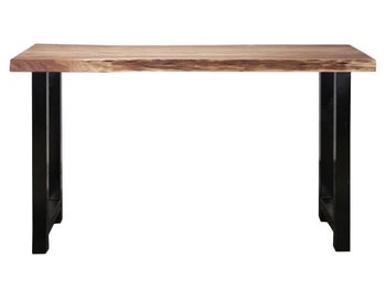 Stół barowy blat drewniany nogi metalowe czarne 150x50 cm – grafika-1.