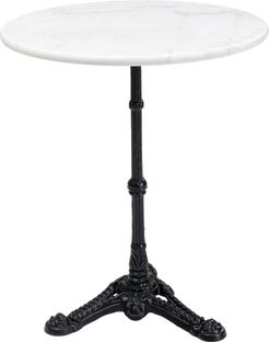 Stół barowy okrągły biały marmurowy blat czarne metalowe nogi Ø60x71 cm – obraz-1