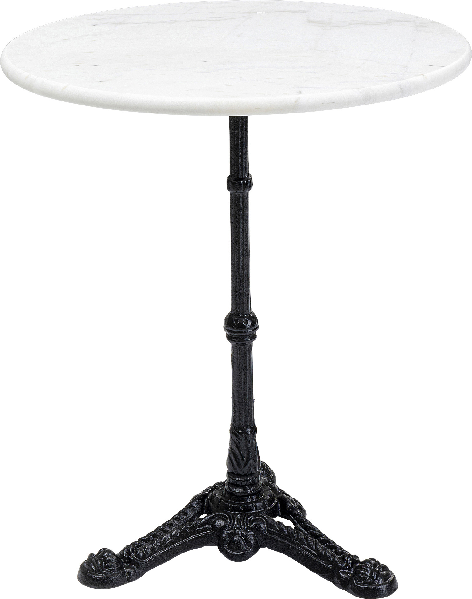 produkt: Bistro Cafébord - Rund Vit Marmor/Svart Gjutjärn, Ø60cm.