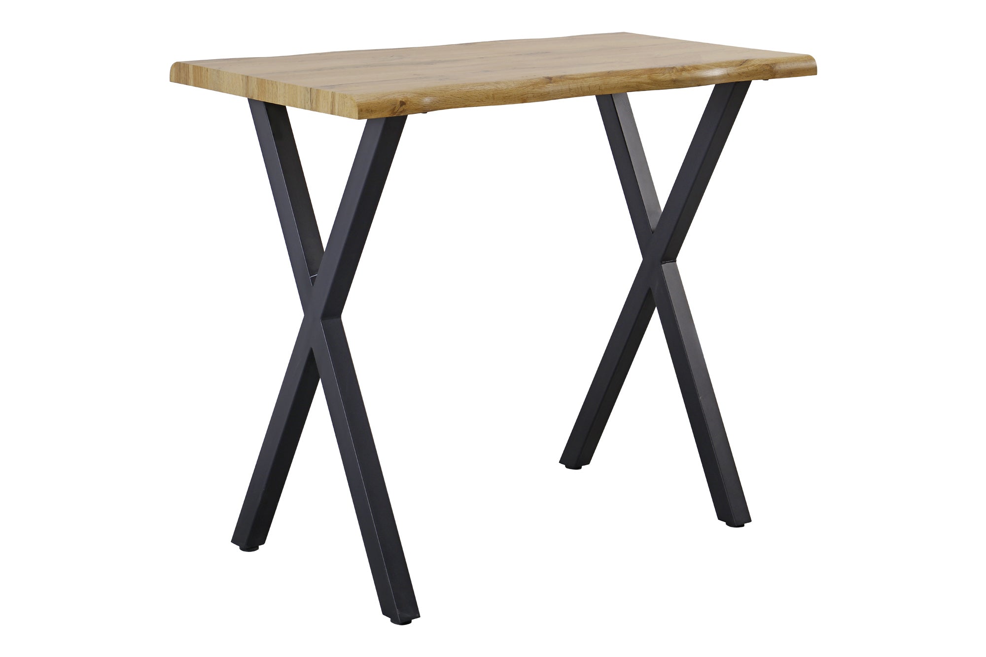 Stół barowy WILD 120 cm blat 40 mm nogi w kształcie X wygląd dzikiego dębu naturalny – grafika-1.