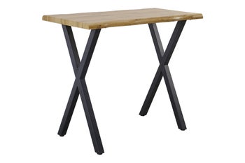Stół barowy WILD 120 cm blat 40 mm nogi w kształcie X wygląd dzikiego dębu naturalny – grafika-1.