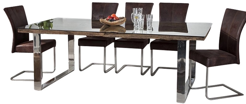 Stół z drewna recyklingowanego nogi srebrne 200x100 cm – grafika-1.