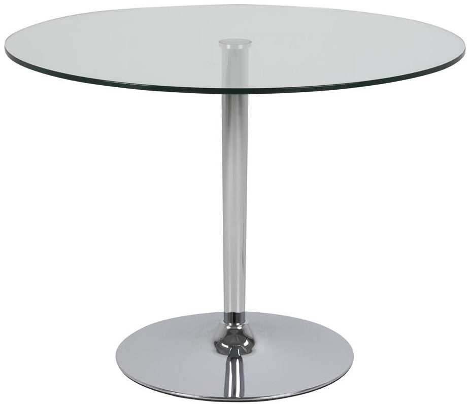 Stół Becky Ø100 cm blat szklany - noga chromowa – obraz-1