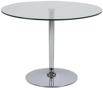 Stół Becky Ø100 cm blat szklany - noga chromowa – obraz-1