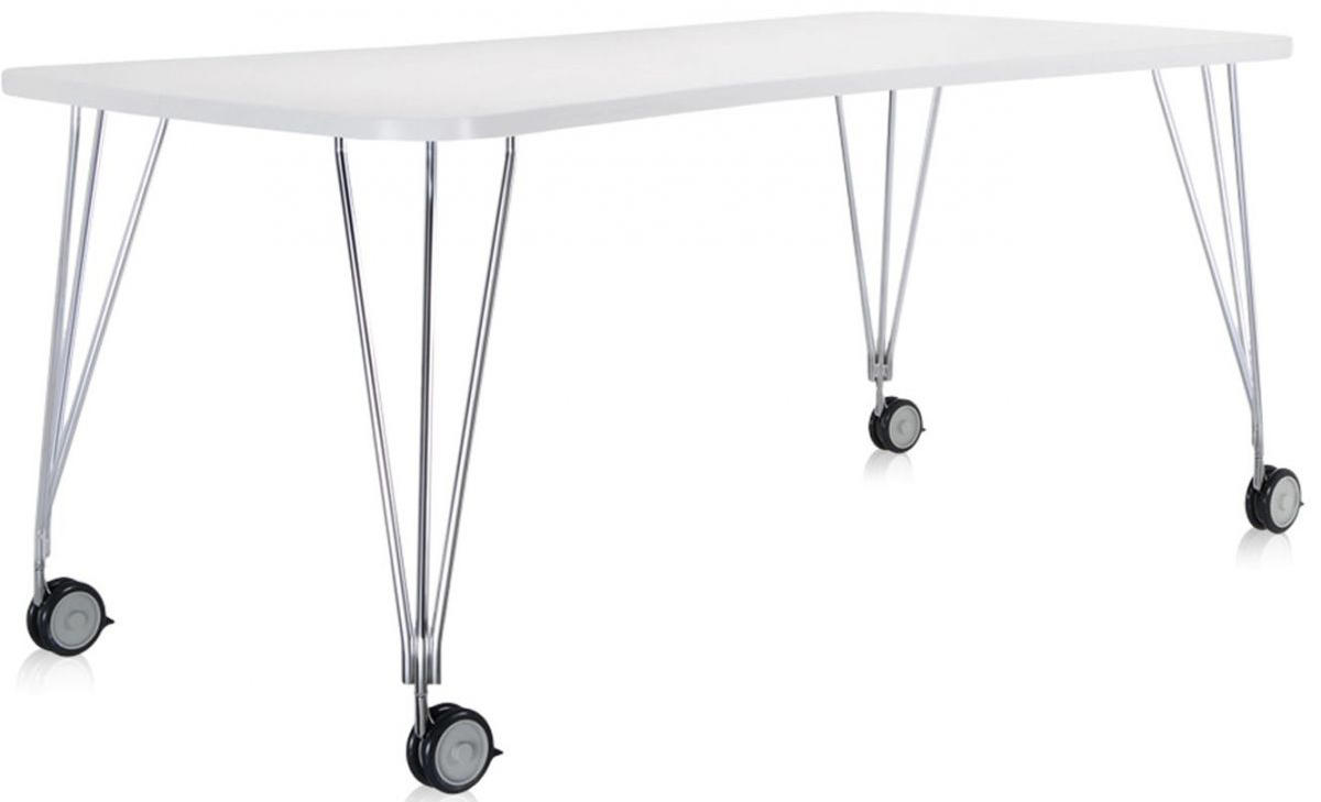 Stół biurowy na kółkach Max 190 x 90 cm biały – obraz-1