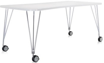 Stół biurowy na kółkach Max 190 x 90 cm biały – obraz-1