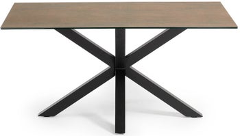 Stół brązowy szklany blat czarne metalowe nogi 160x90 cm z ekspozycji – grafika-1.