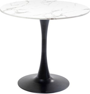 Fekete lábú Schickeria Kör alakú Fehér márvány Asztal Ø80cm – kép-1.