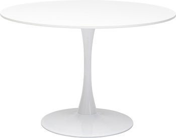 Stół do jadalni biały blat MDF noga stalowa Ø110 cm – obraz-1