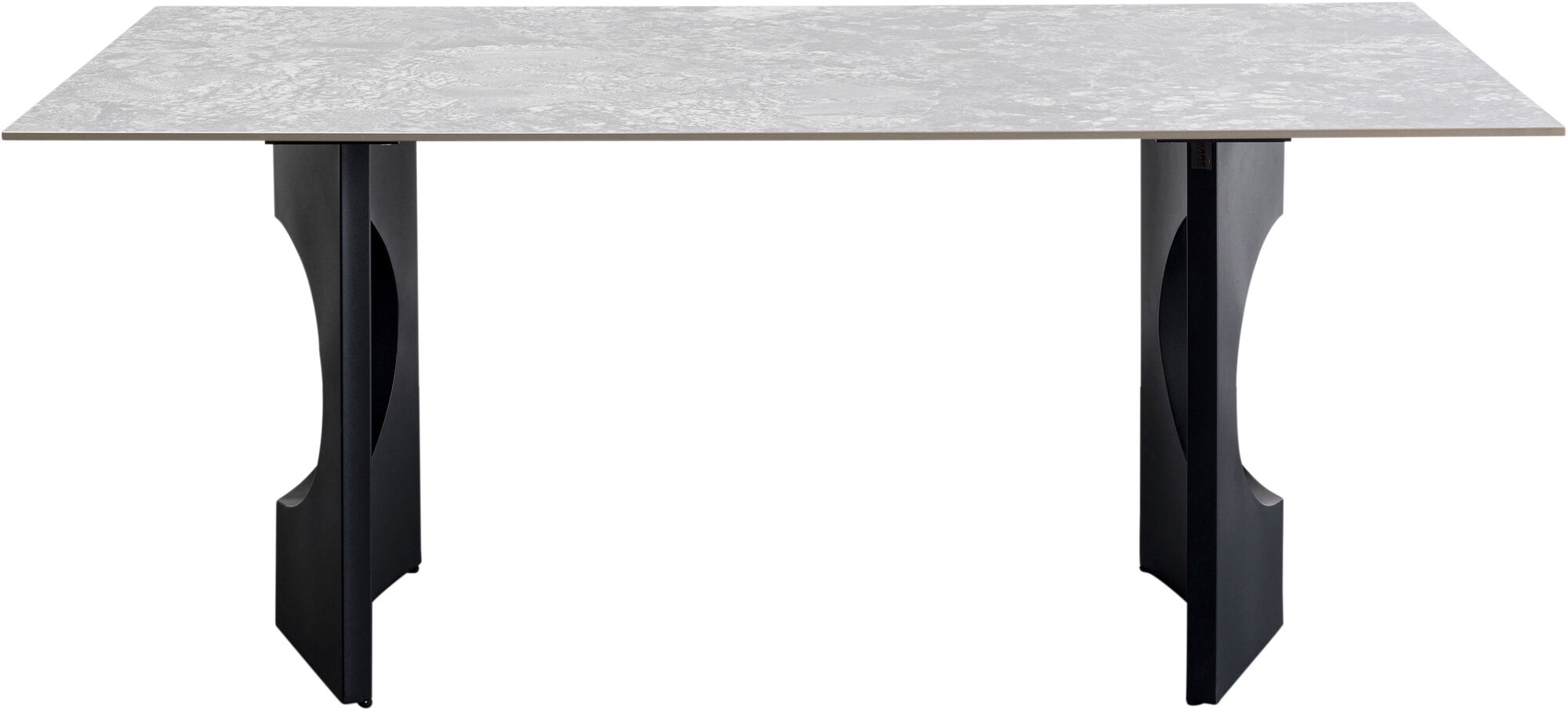 Stół do jadalni blat ceramiczny odcienie szarości nogi czarne stalowe 180x90 cm – grafika-1.