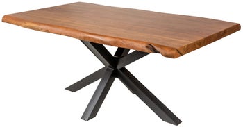 Stół 180 x 100 cm jadalny z akacjowego drewna z metalowymi nogami w kolorze czarnym – grafika-1.