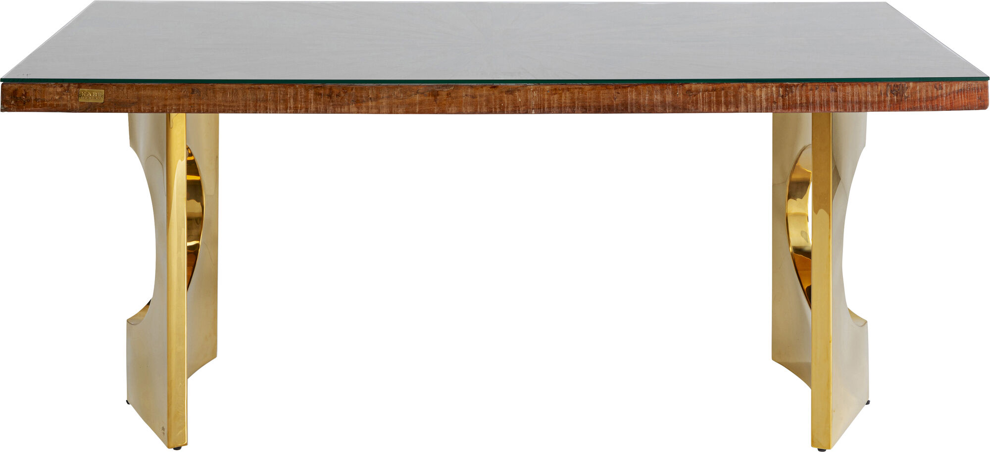 Mesa de comedor Harmony Oho Conley con tablero de madera y patas cristal oro 180x90 cm – Imagen-1.