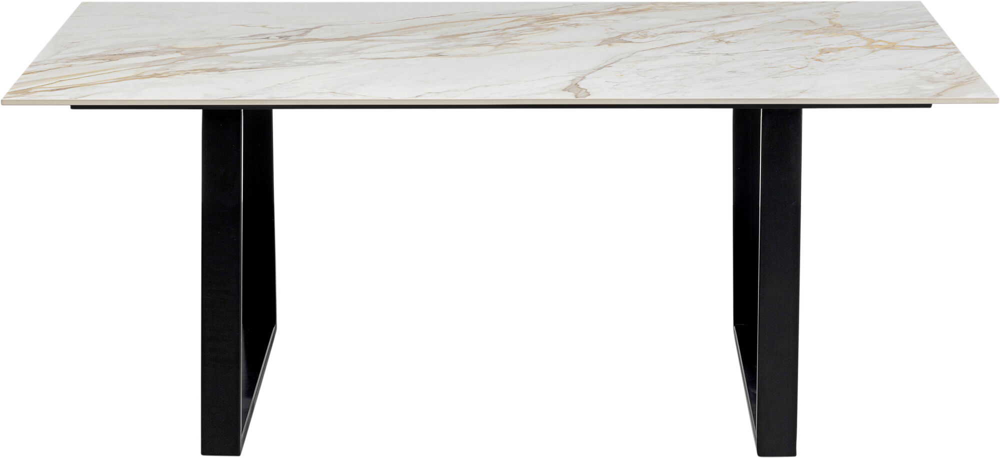 Stół do jadalni blat kamionkowy nogi czarne stalowe 180x90 cm – obraz-1