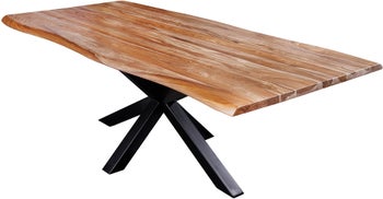 Stół 200 x 100 cm do jadalni z drewna sheesham o nieregularnym blacie i czarnych nogach – grafika-1.