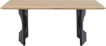 Stół do jadalni blat z drewna akacjowego nogi czarna stal 180x90 cm – obraz-1