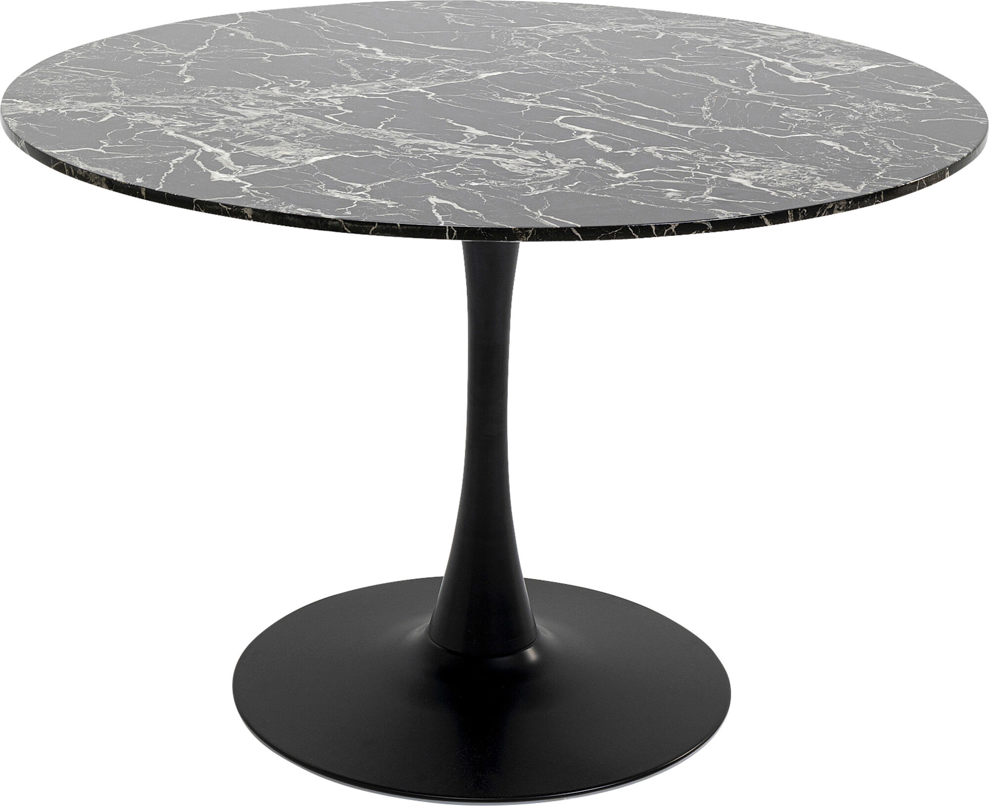 Mesa de comedor MDF negro tapa imitación mármol Ø110 cm – Imagen-1.
