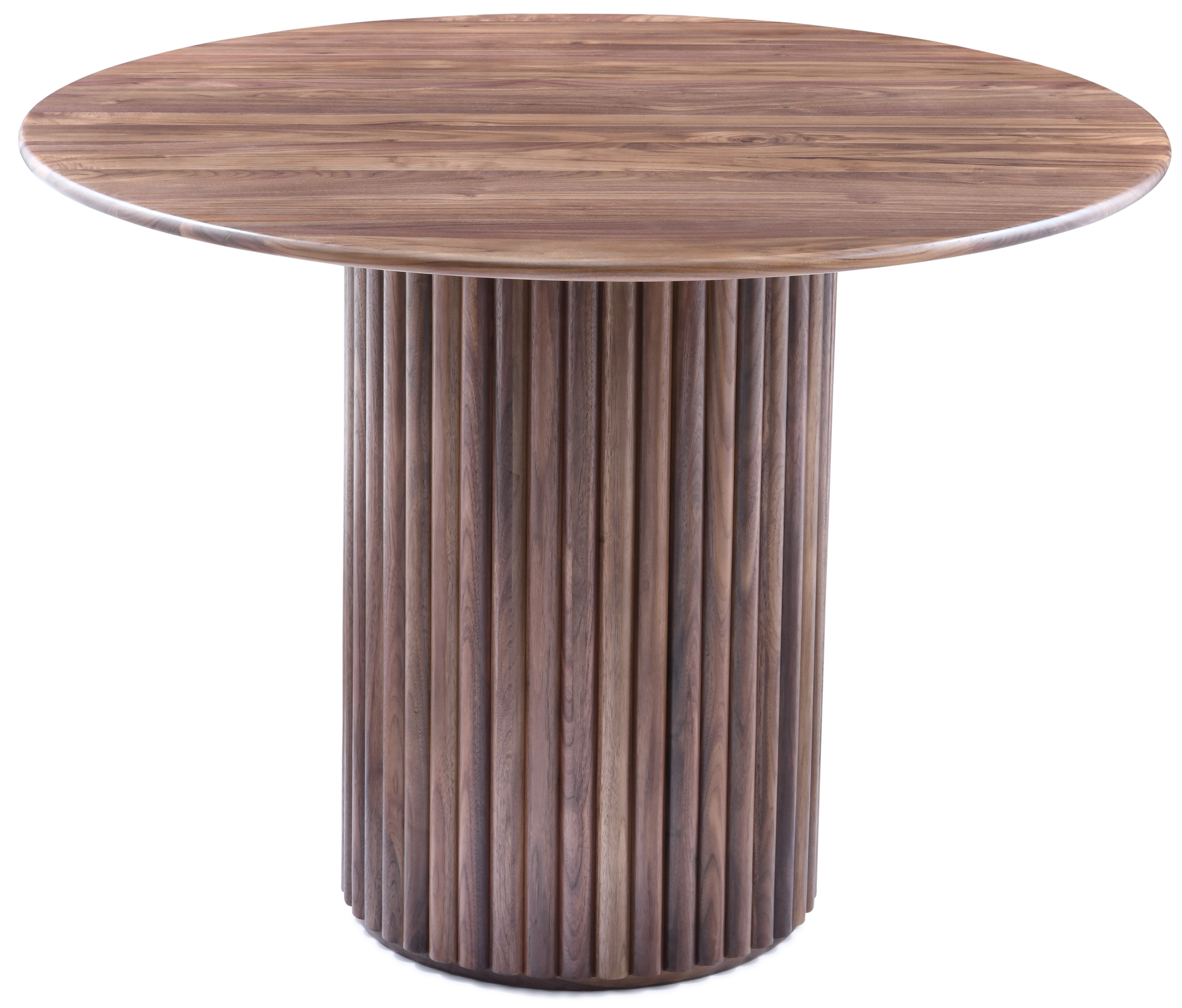 Stół do jadalni blat drewno orzech włoski naturalny - podstawa mdf fornir orzech naturalny Ø105x75 cm – obraz-1