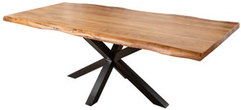 Stół 220 x 100 cm jadalny z blatem akacjowym i metalowymi nogami – grafika-1.