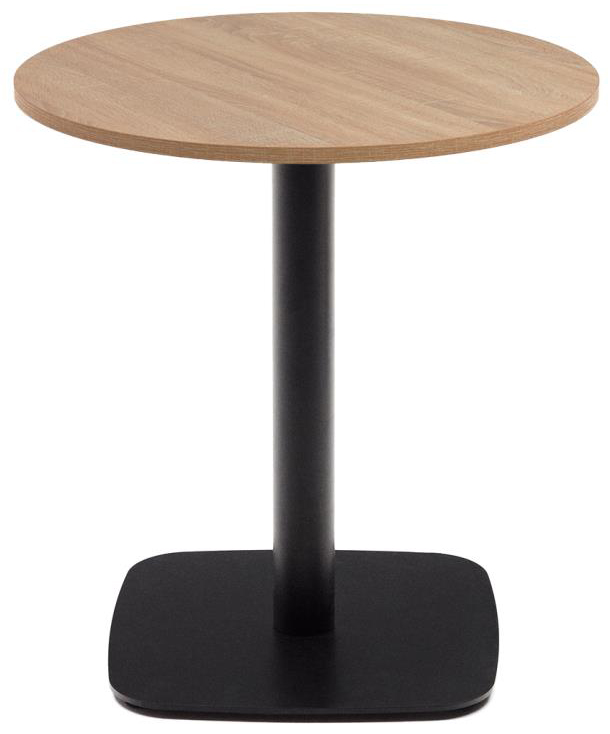 Stół do jadalni naturalny płyta melaminowana podstawa czarna kwadratowa Ø70 cm – obraz-1