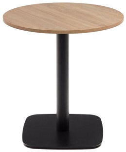 Stół do jadalni naturalny płyta melaminowana podstawa czarna kwadratowa Ø70 cm – obraz-1