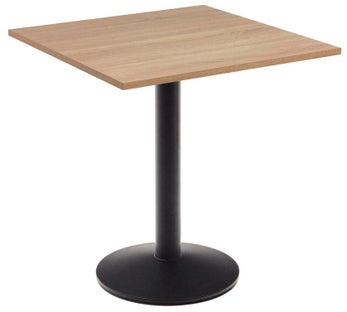 Stół do jadalni naturalny płyta melaminowana podstawa czarna okrągła 70x70 cm – obraz-1