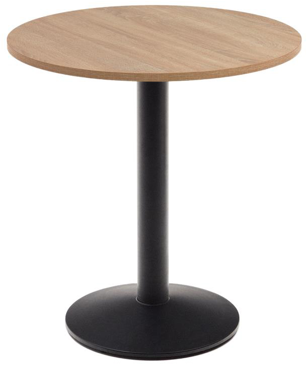 Stół do jadalni naturalny płyta melaminowana podstawa czarna okrągła Ø70 cm – obraz-1