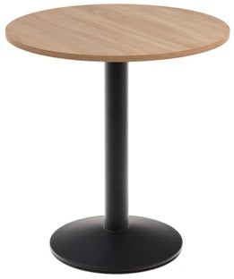 Stół do jadalni naturalny płyta melaminowana podstawa czarna okrągła Ø70 cm – obraz-1