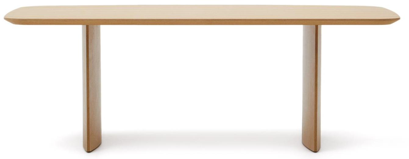 Stół do jadalni w kolorze naturalnym 240x100 cm fornir dębowy – obraz-1