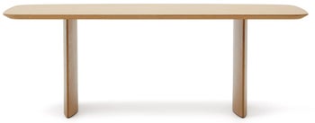 Stół do jadalni w kolorze naturalnym 240x100 cm fornir dębowy – obraz-1