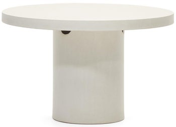 Stół do ogrodu okrągły cementowy biały Ø120 cm – obraz-1