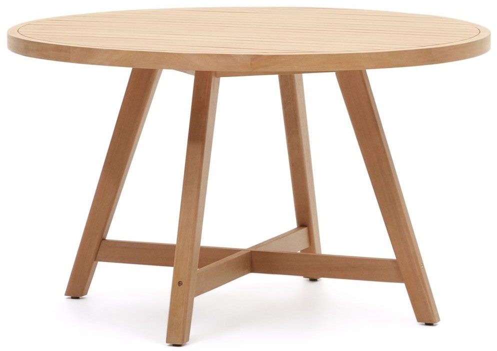 Stół do jadalni drewno eukaliptusowe naturalne Ø130x77 cm – obraz-1
