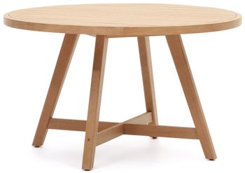 Stół do jadalni drewno eukaliptusowe naturalne Ø130x77 cm – obraz-1