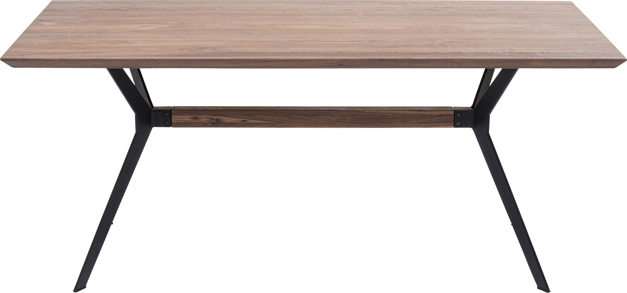 Stół brązowy drewniany blat orzech czarne metalowe nogi 220x100 cm – obraz-1