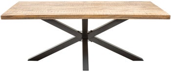 Stół 180 x 90 cm Elegancki prostokątny z naturalnego drewna mango z czarnymi nogami – grafika-1.