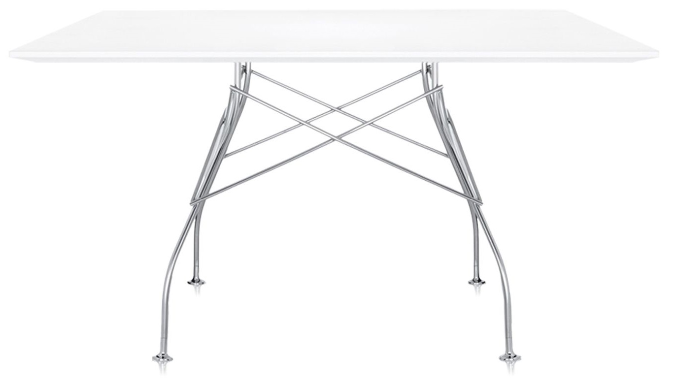 Stół Glossy 130 x 130 cm biały – obraz-1