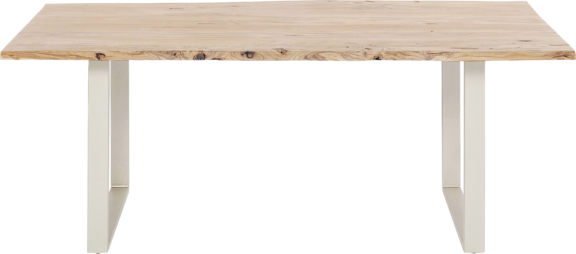 Stół naturalny drewniany blat akacja szare metalowe nogi 160x80 cm – obraz-1