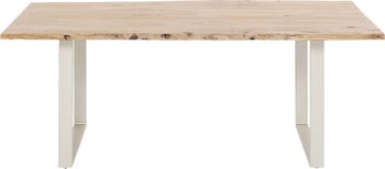 Stół naturalny drewniany blat akacja szare metalowe nogi 160x80 cm – obraz-1