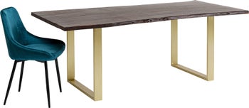 Spisebord Harmony Massivt Mørkt Tre & Messing 200x100cm – bilde-1.