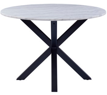 Stół okrągły biały marmurowy blat z czarnymi nogami metalowymi do nowoczesnych wnętrz – grafika-1.